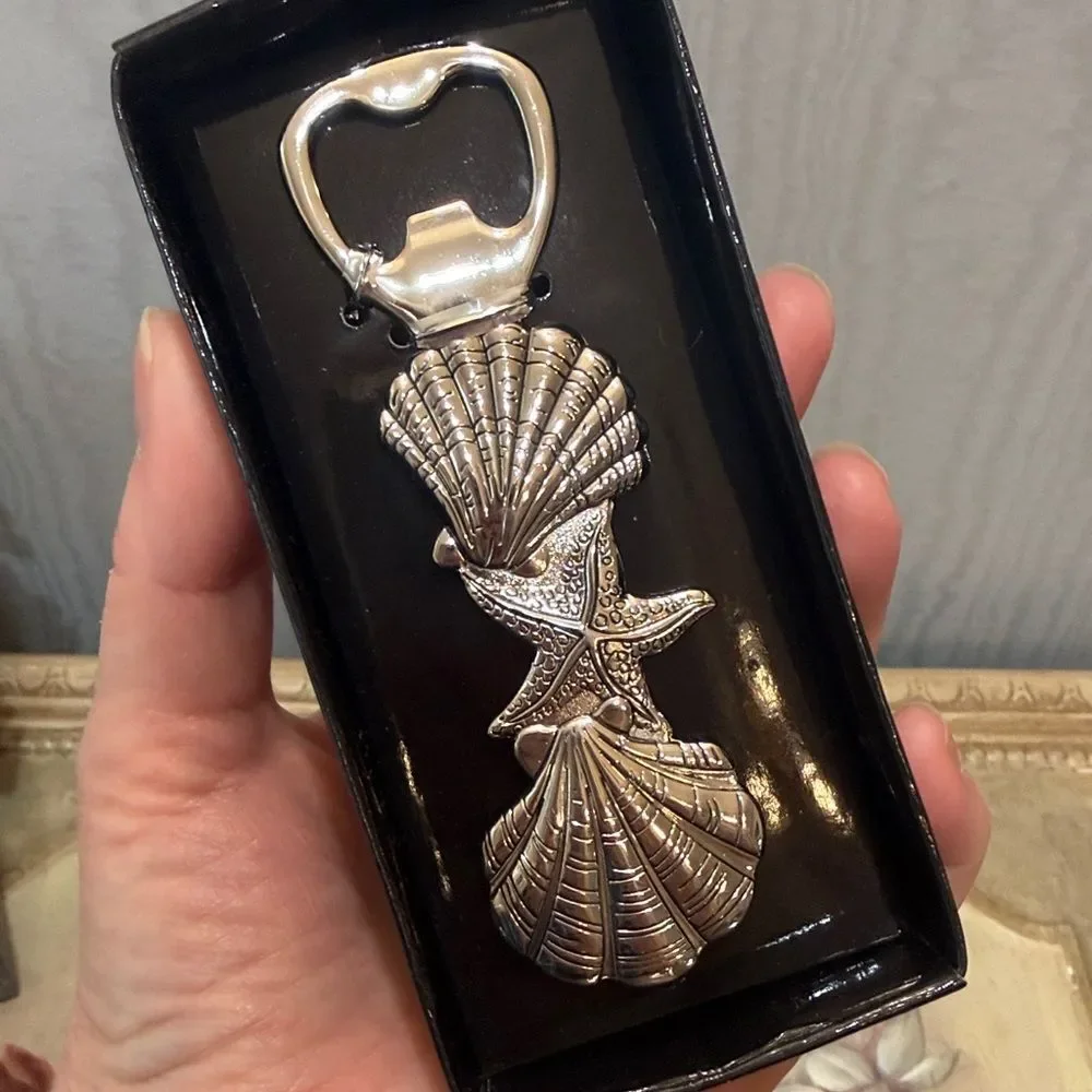Ganz Seashell Bottle Opener Silver Tone Coastal Beach Cottage NEW